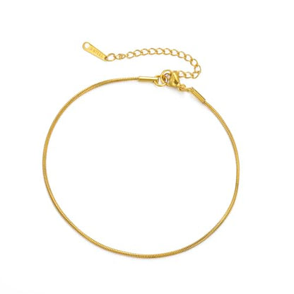 Amaxer Adjustable Minimalist Stainless Steel Snake Chain Anklet for Beach Vacation & Summer Jewelry 0.06in Width
