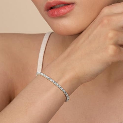 3MM Cubic Zirconia Tennis Bracelet for Women and Men, Classic Tennis Bracelet Small Wrist Size 6-7.5 inches - size: 6.0"