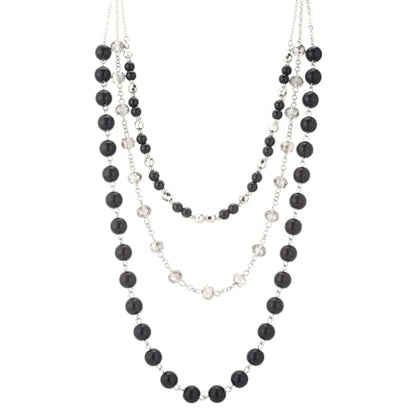 Noessla Layered Beaded Necklaces for Women - 3 Strand Boho Statement Choker Fashion Jewelry Gifts - color: Black