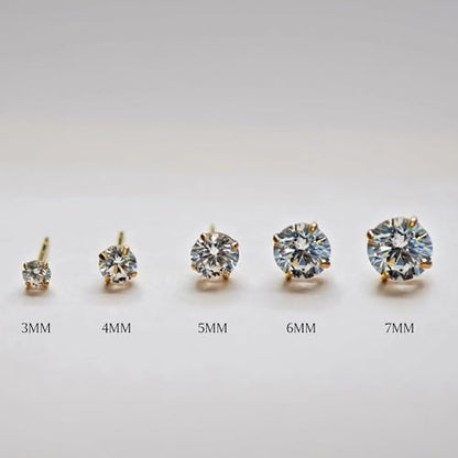 925 Sterling Silver Earrings, Cubic Zirconia Stud Earrings, Diamond Stud Earrings for Women - color: Silver-3mm,4mm,5mm,6mm,7mm