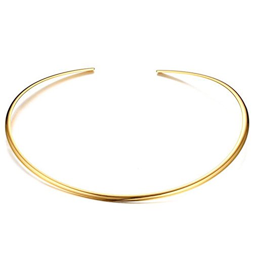 JAJAFOOK Minimalist Round Gold-Tone Bar Necklace Simple Fashion High Neck Choker Female King Neckwire - color: Gold Plated