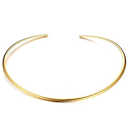 JAJAFOOK Minimalist Round Gold-Tone Bar Necklace Simple Fashion High Neck Choker Female King Neckwire - color: Gold Plated