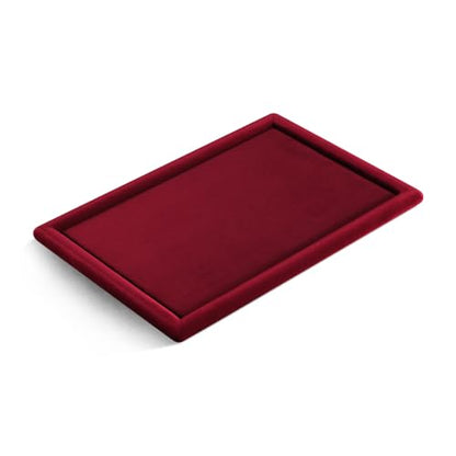 Velvet Jewelry Display Tray for Ring Earrings Necklace Bracelet Flat Tray - color: Red, size: 12.99 × 9.06 in