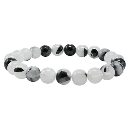 Amazing Gemstone Black Rutilated Quartz Crystal Bracelet for Women Men's Gifts - Protection Healing Crystal Bracelet - 8mm Gemstone Beaded Stretchable Bracelet Pulseras Para Hombres Mujer Stocking Stuffers Mothers Day Gift - color: Black Rutilated Quartz
