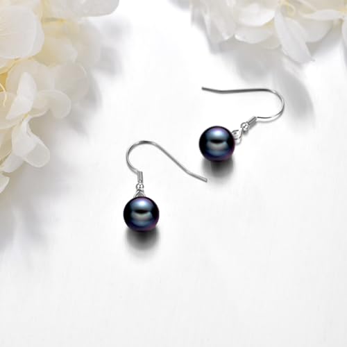 925 Sterling Silver Black Pearl Dangle Earrings Pearls Drop Jewelry Birthday Gifts for Women - color: Black Pearl