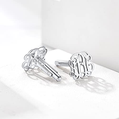 Custom4U Custom Photo Cufflinks for Men Father of the Bride Gifts - color: E-Monogram-Steel
