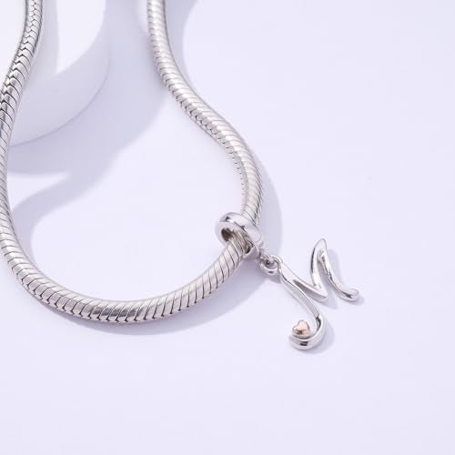 Letter Charms for Pandora Bracelets 925 Sterling Silver Alphabet Initial Charms Bead Jewelry Gift for Women - style: Initial M