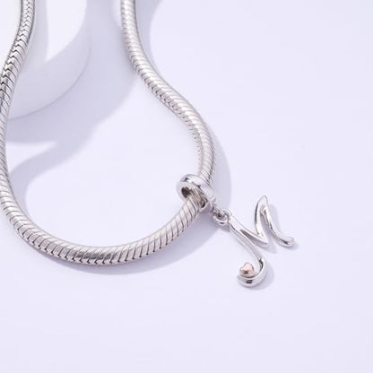 Letter Charms for Pandora Bracelets 925 Sterling Silver Alphabet Initial Charms Bead Jewelry Gift for Women - style: Initial M