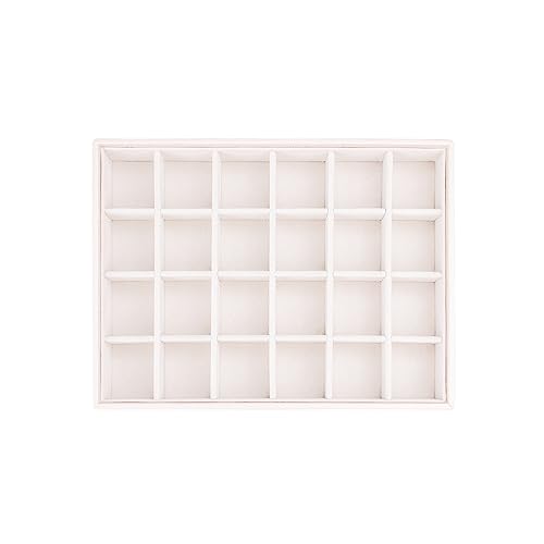 Leather Jewelry Organizer Trays Storage Drawer Display Case (Pearl2) | Velvet Liner Stackable for Necklace,Rings and earring - color: Pearl2