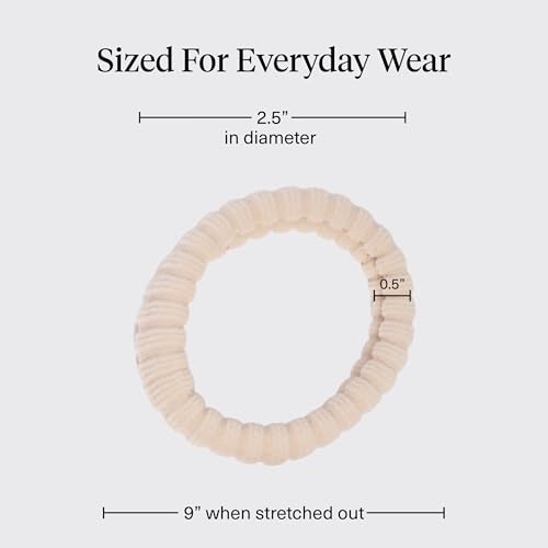 Kitsch Ribbed Hair Ties No Damage - Blush, 10pcs | Strong, Stretchy & Snag-Free Hair Bands – Soft Fabric Ponytail Holders, Stylish Elastics for Everyday Hairstyles - color: Blush Ribbed (Pack of 10)