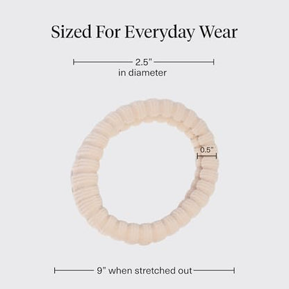 Kitsch Ribbed Hair Ties No Damage - Blush, 10pcs | Strong, Stretchy & Snag-Free Hair Bands – Soft Fabric Ponytail Holders, Stylish Elastics for Everyday Hairstyles - color: Blush Ribbed (Pack of 10)