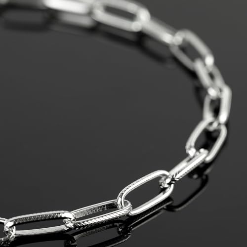 16ft/5m Aluminum Jewelry Chains Bulk Embossed Paperclip Jewelry Making Chains Oval Link Chain Roll with Jump Rings and Lobster Clasps - color: 6.5×15.5mm-Silver