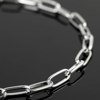 16ft/5m Aluminum Jewelry Chains Bulk Embossed Paperclip Jewelry Making Chains Oval Link Chain Roll with Jump Rings and Lobster Clasps - color: 6.5×15.5mm-Silver