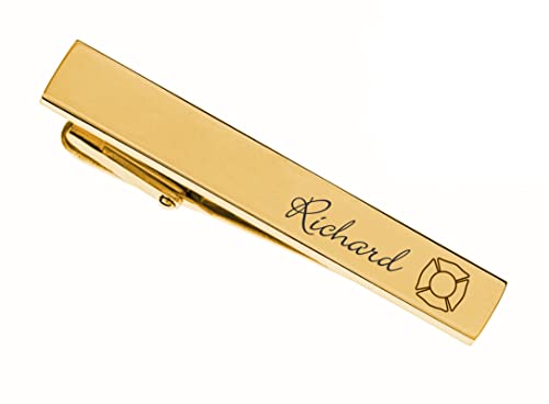 Personalized Gold Tie Clip For Firefighters Engraved Free - Custom Maltese Cross Tie Bar - Gift For Fireman | Free Engraving - Ships From USA