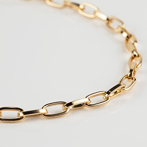 32.8 Feet Aluminum Link Chain Light Gold Flat Oval Chains for Jewelry Making Unwelded Paperclip Chain Spool Necklace Chains Bulk with Lobster Clasps and Jump Rings - color: 5.5×11mm-Gold