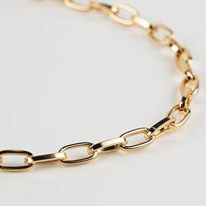 32.8 Feet Aluminum Link Chain Light Gold Flat Oval Chains for Jewelry Making Unwelded Paperclip Chain Spool Necklace Chains Bulk with Lobster Clasps and Jump Rings - color: 5.5×11mm-Gold