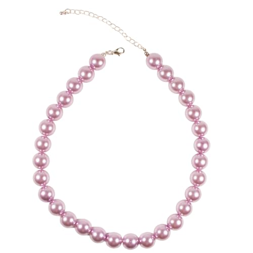 Large Red Beaded Choker Necklace for Women Vintage Black Pearls Balls Bead Collar Necklaces Chunky Adjustable Big Ball Pearl Jewelry Trendy Accessories - color: Purple-1