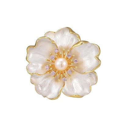 Brooches and Pins for Women Elegant Flower Pearl Brooches Costume Broches Jewelry Lady Christmas Pin for Women - style: Peony