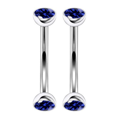 16G Astm F136 Titanium Eyebrow Piercing Jewelry Curved Barbell Eyebrow Ring Vertical Labret Lip Jewelry Daith Rook Earrings Navel Small Belly Button Ring Piercing Jewelry for Women Men CZ - style: 16G, 8MM Length, Round Blue CZ