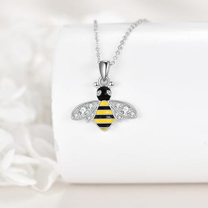 VONALA Gold Bee Pendant Necklace 925 Sterling Silver Bumblebee Jewelry Birthday Gifts for Women Daughter - style: Cute Bee