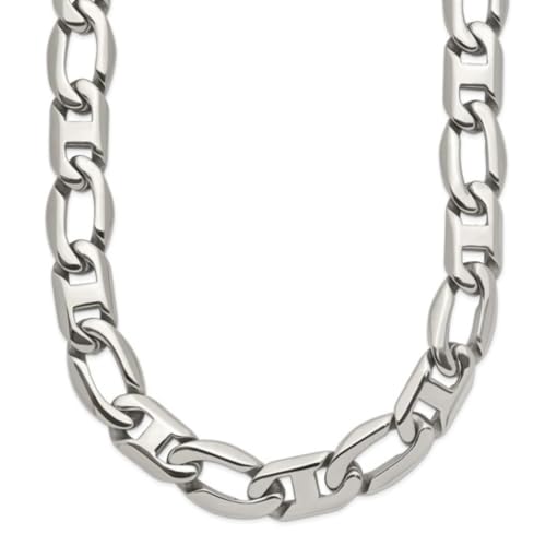The Men's Jewelry Store (Unisex Jewelry) Stainless Steel 12mm Maritime Anchor Chain Necklace, 24"