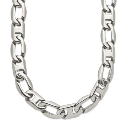 The Men's Jewelry Store (Unisex Jewelry) Stainless Steel 12mm Maritime Anchor Chain Necklace, 24"