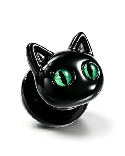 One Piece Halloween Cat Ear Gauges Plug,0G-1/2In Saddle Plug for Ears, 316L Surgical Steel Ear Stretching Piercing Jewelry - size: BK-0 Gauge(8mm)