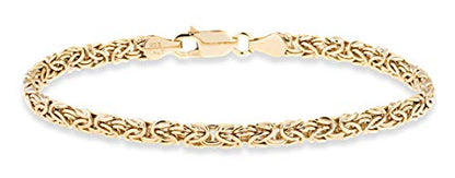 Miabella Italian 925 Sterling Silver 4mm Byzantine Anklet for Women | Ankle Bracelet, 18K Gold Plated Option, Fine Jewelry, Made in Italy - color: yellow-gold-plated-silver, size: Length 9 Inches (Small)