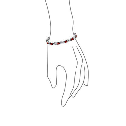 Bling Jewelry Birthstone Colors CZ Oval Infinity Tennis Bracelet Rose Gold Silver Plated - color: Red