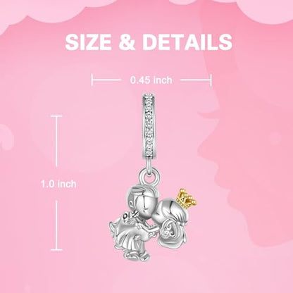 925 Sterling Silver Charms fits Bracelets and Necklace Pendant Bead Charms Jewelry Gift for Women Family Friends - style: Married Couple Charm