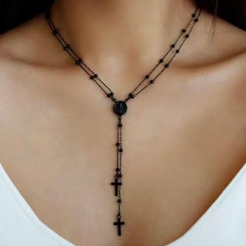 Gothic Necklaces for Women Cross Heart Pendant Layered Necklace Statement Jewelry Dark Romantic Gift for Halloween Parties - color: C3:goth necklace