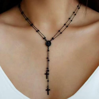 Gothic Necklaces for Women Cross Heart Pendant Layered Necklace Statement Jewelry Dark Romantic Gift for Halloween Parties - color: C3:goth necklace