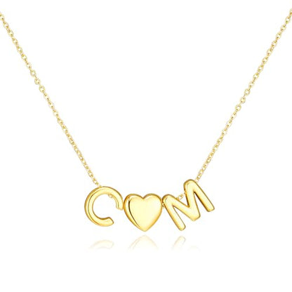 adoyi Initial Necklaces for Women 14k Gold Plated Layered bubble Letter Necklace Dainty Heart A-Z Pendant Necklace Initial Necklaces Stack Birthday Gifts for Women Jewelry - color: Gold-Heart, style: C+M