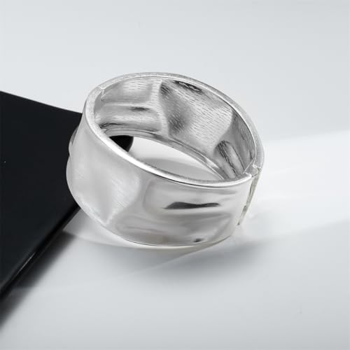 Gold/Silver Cuff Bangle Bracelets For Women Chunky Waterdrop Twisted Hinged Bangle Bracelets Minimalist Arm Cuff Bracelet Jewelry Gifts - color: 1Silver