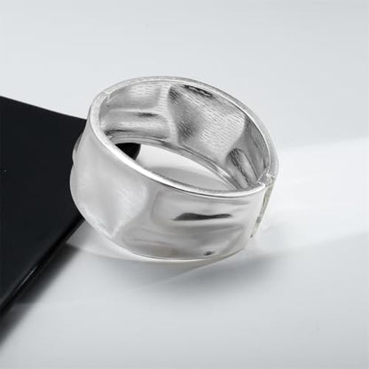 Gold/Silver Cuff Bangle Bracelets For Women Chunky Waterdrop Twisted Hinged Bangle Bracelets Minimalist Arm Cuff Bracelet Jewelry Gifts - color: 1Silver