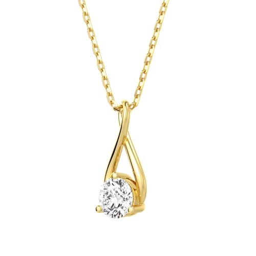 MSBLUE Infinity 1CT Moissanite Pendant Necklace, Gift for Her | Sterling Silver Infinity Design with 18+2 Inch Chain and GRA Certificate - color: Yellow