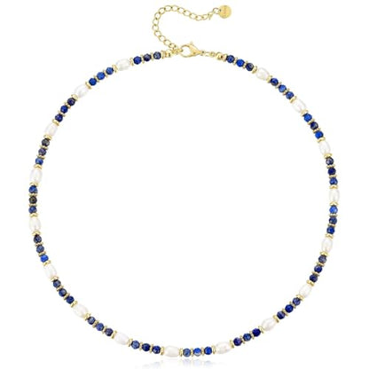 KissYan Beaded Choker Necklace for Women, Colorful Natural Gemstones Pearl Choker 14K Gold Plated Pendant Healing Crystal Necklace Handmade Stone Jewelry Gift | 14K Gold Plated Pendant Necklaces, Natural Gemstones Pearl Choker, Healing Crystal Chain, Hand