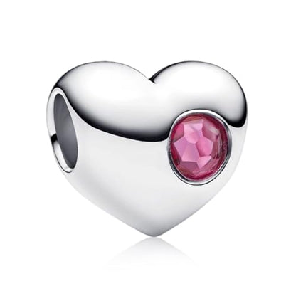 Birthstone Charm, Heart Charm Bead with CZ, for Anniversary Birthday Mothers Valentines Day Christmas Graduation, for Yourself Family Mom Friend Girlfriend Sister Grandma - style: Oct.