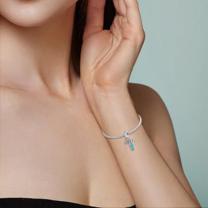 HONGRUI 925 Sterling Silver Charm for Bracelets Fashion Women Jewelry Gift - color: Blue Beach
