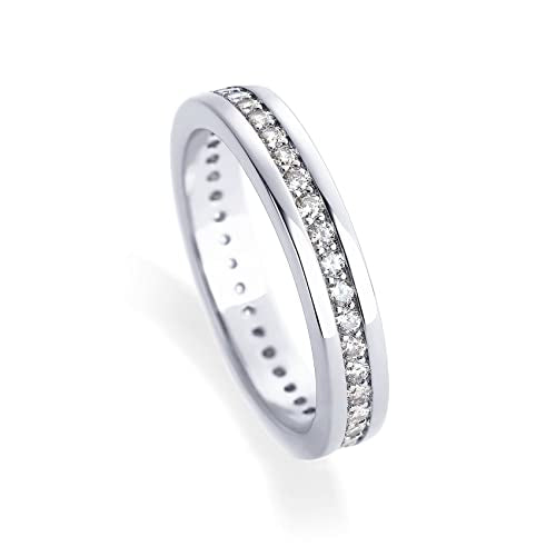 PAVOI 18K Gold Plated Stacking Tiny Cubic Zirconia Band | Eternity Rings for Women | Thumb Ring - color: White Gold