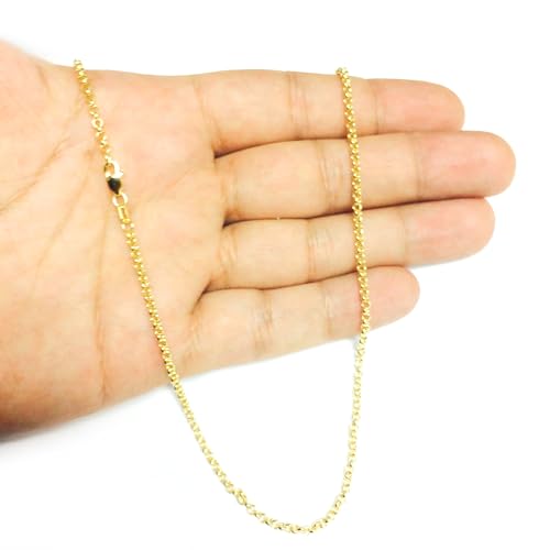 Jewelry Affairs 14k Yellow Gold Round Rolo Link Chain Necklace, 2.3mm - size: 30