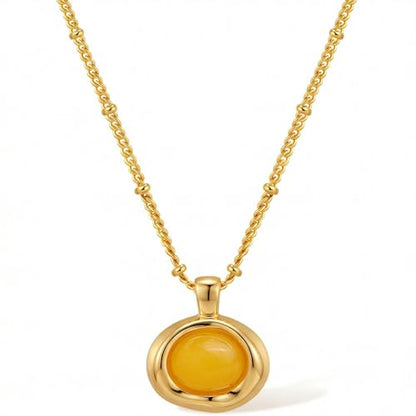 Jean Beau Gold Stone Pendant Necklaces for Women, Chunky Gemstone Dangle Necklace Wedding Prom Fashion Jewelry Gift - color: Yellow