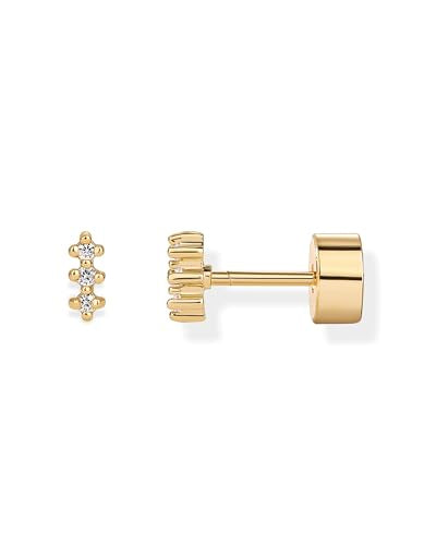 PAVOI 14K Gold Plated 925 Sterling Silver Posts Mini Stud Flat Back Earrings for Women | Helix Cartilage Piercing Jewelry | Dainty Pearl Star Cluster Cubic Zirconia Lotus Climber Screw Backs - style: Climber Stud