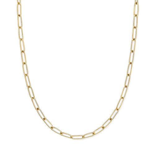 DESTIN Jewelry 18K Gold Plated Paperclip Chain Necklace, 2.5-6.5mm | Waterproof, hypoallergenic and tarnish-resistant adjustable stainless steel layering chain for women. - color: 18K Yellow Gold Plated Stainless Steel, size: 20" + 2", style: 4 MM