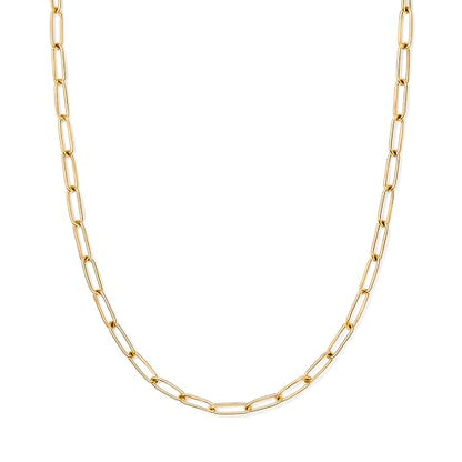 DESTIN Jewelry 18K Gold Plated Paperclip Chain Necklace, 2.5-6.5mm | Waterproof, hypoallergenic and tarnish-resistant adjustable stainless steel layering chain for women. - color: 18K Yellow Gold Plated Stainless Steel, size: 20" + 2", style: 4 MM