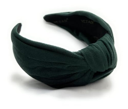 Chunky 2.5" Velvet Green Knotted Headband for Women, Year-round Head bands Adult Women Hair Accessory, All-Day Wear Adjustable Top Knot Head Band for Women’s Hair Girls Stylish Fashion Hairband - color: 2.5 Green