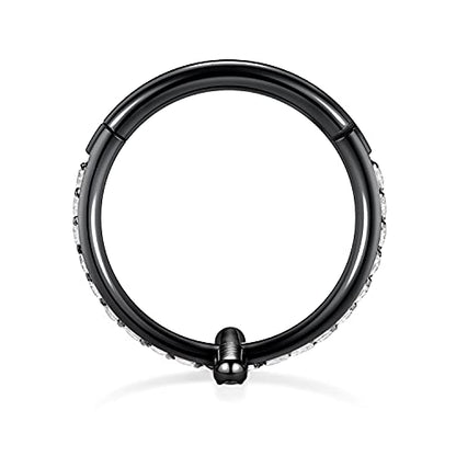 16G Cartilage Earring Hoop 316L Surgical Steel Daith Helix Conch Earrings Tragus Rook Earrings CZ Opal Septum Jewelry Seamless Clicker Nose Rings Hinged Segment Ring Hoop Earring for Women Men - color: 1PC,Black,Cross CZ