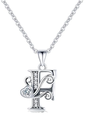 S925 Sterling Silver Initial Letter Necklaces for Women Dainty Letter Chain Necklace for Women Personalized Jewelry Gifts - style: F