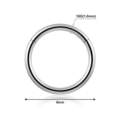 4Pcs 16G 18G 20G Surgical-Steel-Piercing-Ring-Nose-Rings-Hinged-Hoop-Earrings,6mm 8mm 10mm 12mm Seamless Stainless Steel Clicker Eyebrow Septum Piercing Hoop,Sliver Black Gold Rose Gold Rainbow Body Jewelry Set - color: 18G 8mm Silver