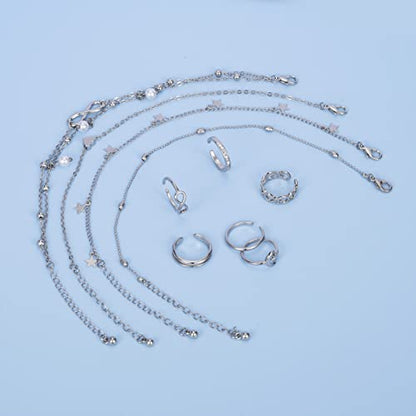 JFORYOU Toe Rings for Women Adjustable Open Toe Rings with Anklet Set CZ Flower Toes Ring for Summer Beach Foot Jewelry - color: Toe Rings and Anklet A -silver